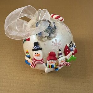 Vintage Christmas Ornament Snowman Candy Cane Gift Snowflake Holiday Decor